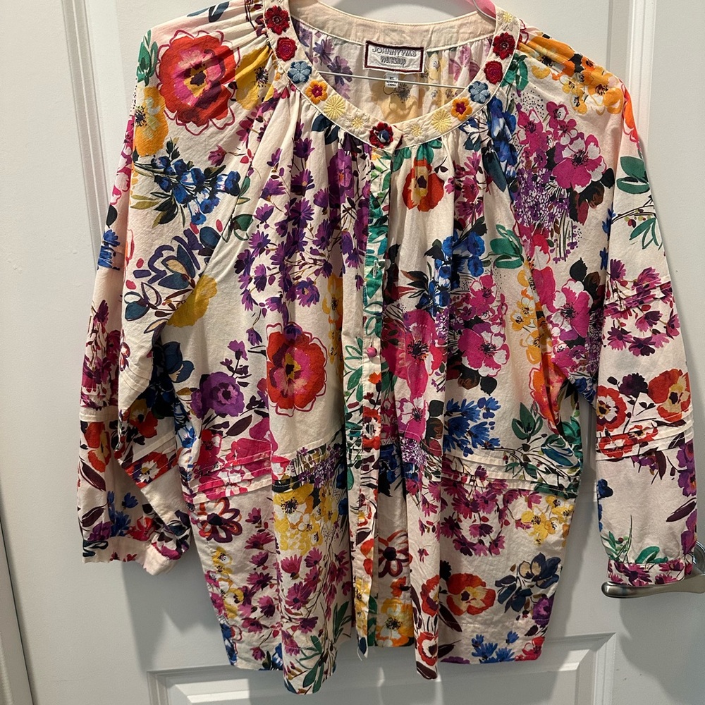 Johnny Was Floral Blouse with Multicolor Design